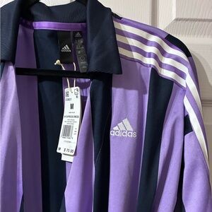 adidas Lavender and Navy blue Striped Track Wrap Dress